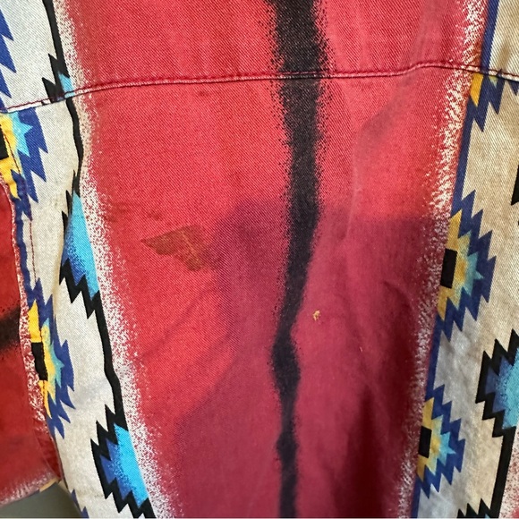 Vintage Rustler by Wrangler Men’s Aztec Pearl Snap Button Up Shirt - Picture 4 of 5